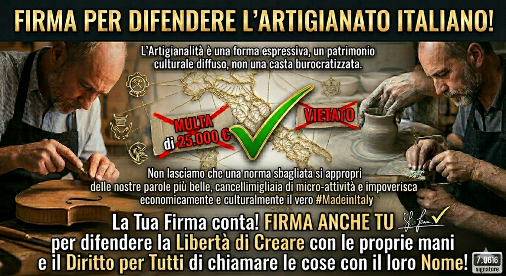 Firma la Petizione per salvare l'Artigianato
